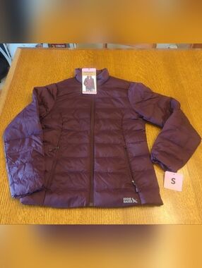 Eddie Bauer Down Packable Jacket Womens - Sm- Plum Red Puffer Lightweight Coat